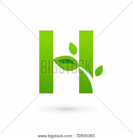 Letter H eco leaves logo icon design template elements. Vector color sign.