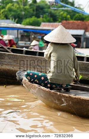 Colour Swimming Markets In Vietnam In The Mekongu Delta