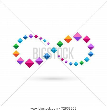 Infinity loop mosaic crystal logo icon design template . Vector color sign.