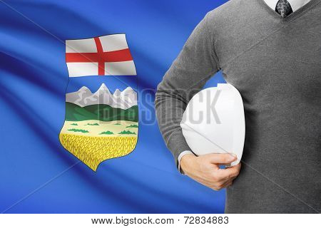 Engineer With Flag On Background Series - Alberta
