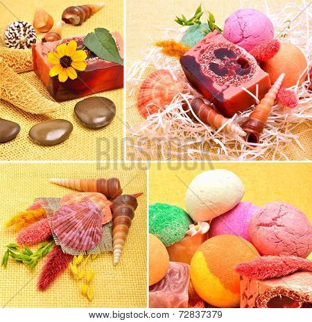 Handmade Natural Soap, Shells And Pebbles