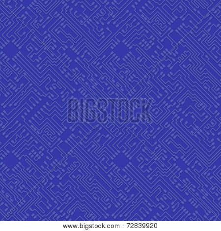 Microchip Abstract Vector Blue Background - High Tech Circuit Board Pattern
