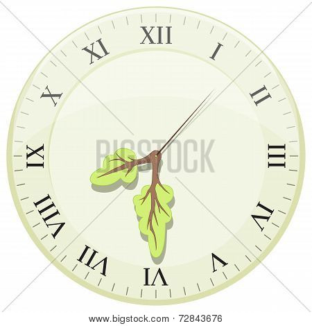 Clock Showing Earth Hour. Arrows In The Form Of A Tree