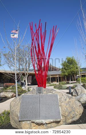 Early pioneer George Calvert Yount memorial in the front of Yountville Community Center