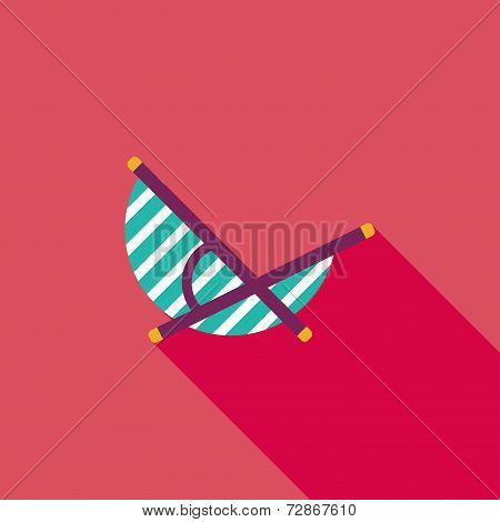 Lounger Beach Sunbed Chair Flat Icon With Long Shadow