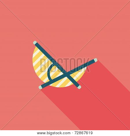 Lounger Beach Sunbed Chair Flat Icon With Long Shadow