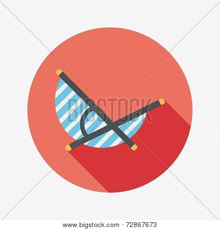 Lounger Beach Sunbed Chair Flat Icon With Long Shadow