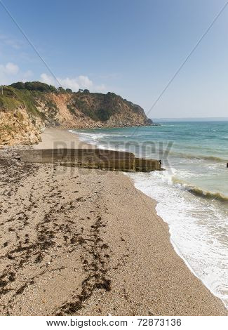 Waves on Charlestown beach near St Austell Cornwall England UK Cornish fishing village and port