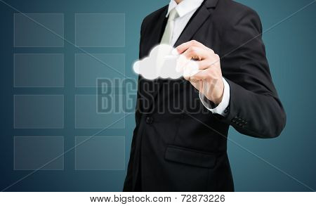 Businessman Drawing Cloud Computing Network Technology Connectivity