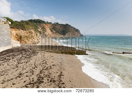 Waves on Charlestown beach near St Austell Cornwall England UK Cornish fishing village and port