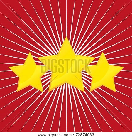 Vector tree gold stars on red and white background