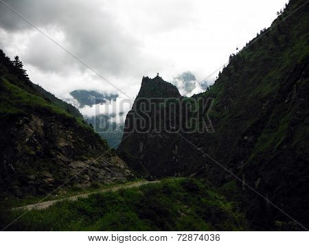 Himalayan Backpacker's Trail In Monsoon Season