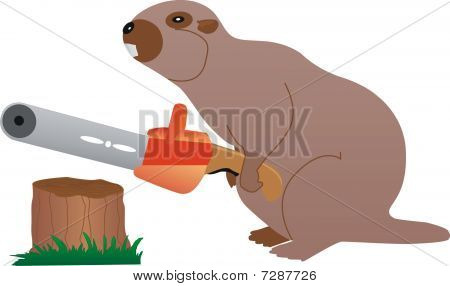 チェーンソーのビーバー