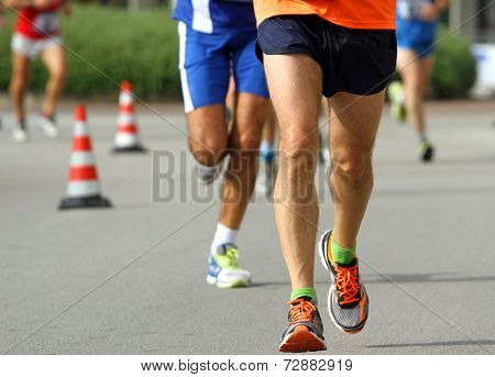 Athlete's Legs With Sneakers Run Fast