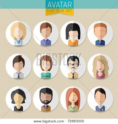 Avatar Social Network stylish Set of girls and guys and women and men connected. Vector flat design