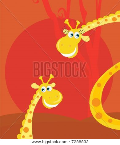 Safari animals - Big and small giraffe