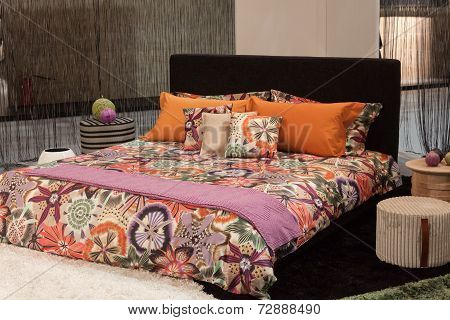 Missoni Double Bed On Display At Homi, Home International Show In Milan, Italy