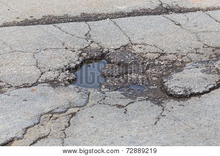 Hole In Street Asphalt