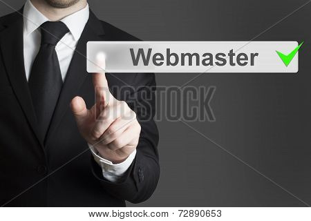Businessman Pushing Button Webmaster