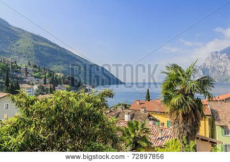 View of the mountains bordering Lake Garda.