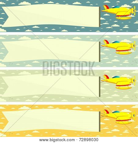 Plane with a Poster or Banner. Vector. Illustration