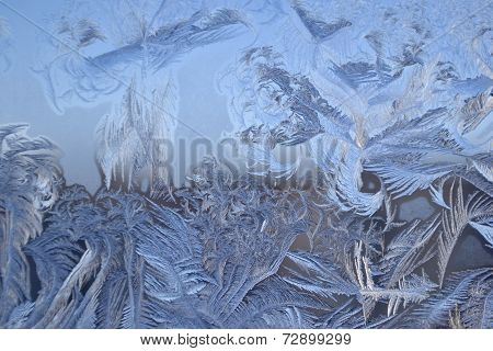 Ice crystals on window glass