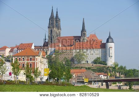 View to the Albrechtsburg castle and Meissen cathedral in Meissen, Germany.