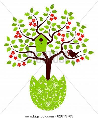 Flowering Tree In Egg Pot
