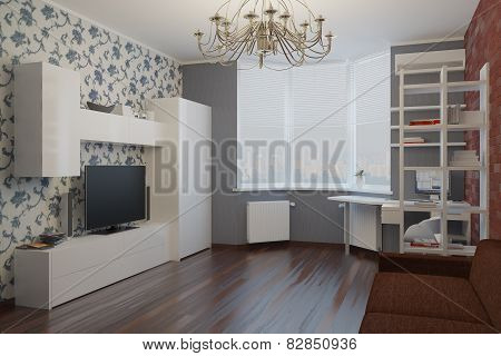 3d rendering of apartment living room