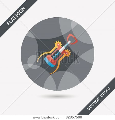 Kitchenware Corkscrew Flat Icon With Long Shadow,eps10
