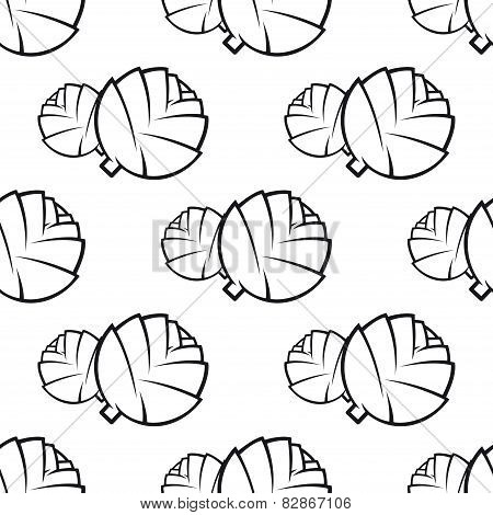 Abstract outline cabbage vegetable seamless pattern