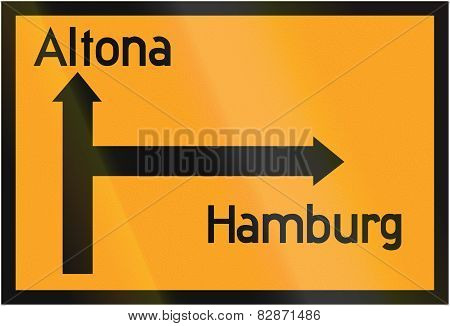 Direction Sign To Altona And Hamburg 1936
