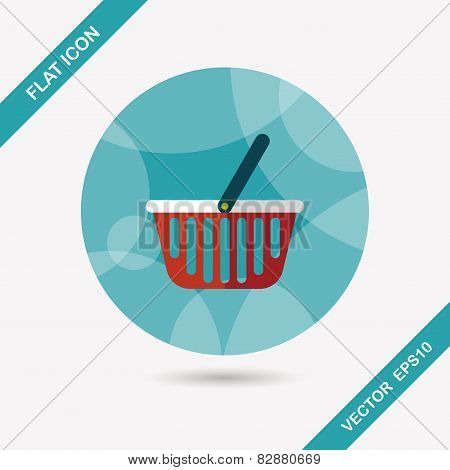 Shopping Basket Flat Icon With Long Shadow,eps10