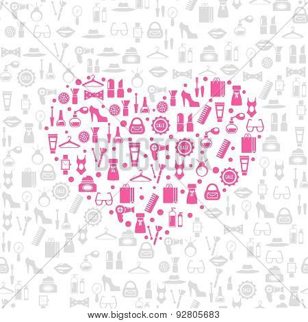 Love shopping seamless vector background