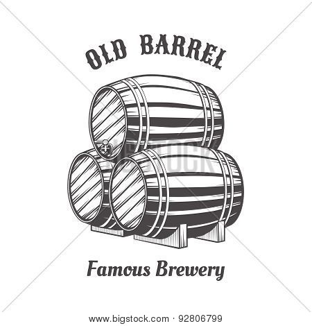 Logo design with wooden beer barrels for pab