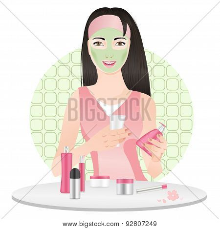 Chinese Girl With A Cosmetic Mask