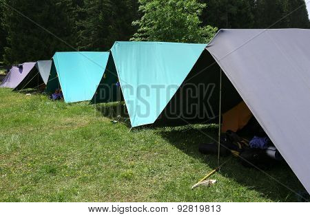 Row Of Tents In The Summer Camp Of The Boyscout