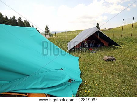 Two Big  Tents In The Summer Camp Of The Boyscout