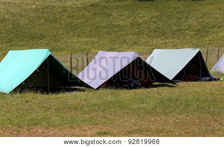 Large Tents To Sleep During The Summer Camp Of The Boyscout