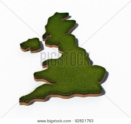 cross section map Great Britain isolated on white