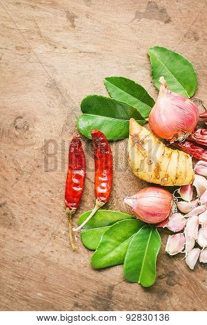 Ingredients of Thai spicy food, tom yum.