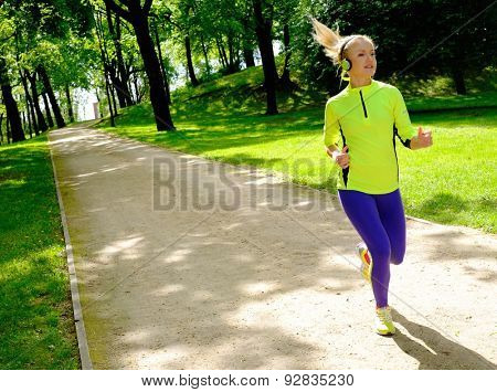 Woman running in a park 