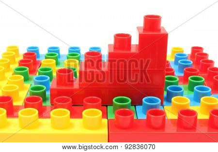 Bar Chart Of Plastic Cubes On Colorful Building Blocks