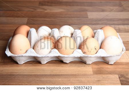 Fresh Eggs With Chicken Feather