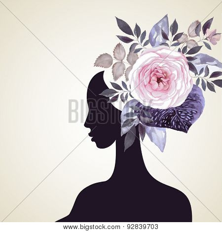 Beautiful women with abstract flower hair