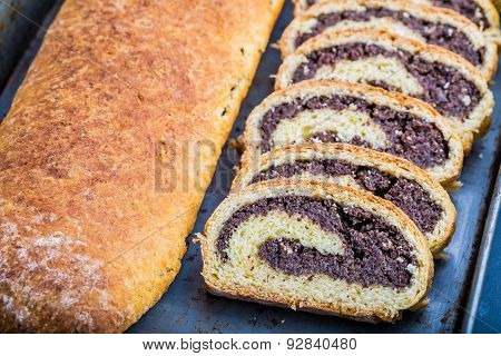 Homemade Poppy Seed Cake On A Tinware