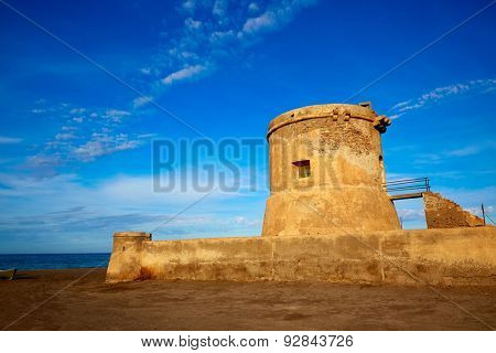 Almeria Cabo de Gata tower Torreon in San Miguel Beach at Spain