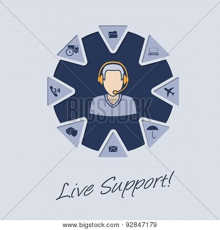 Call Center Advertising Banner Flat Design