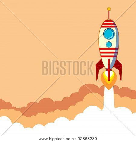 Flat rocket icon. Startup concept.