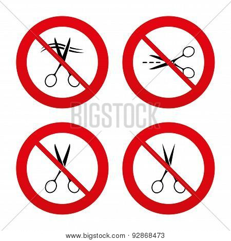 Scissors icons. Hairdresser or barbershop symbol